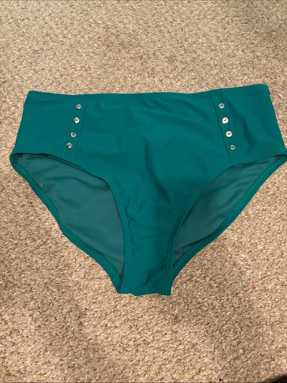 High-Waist Green Women’s Swim Bottom